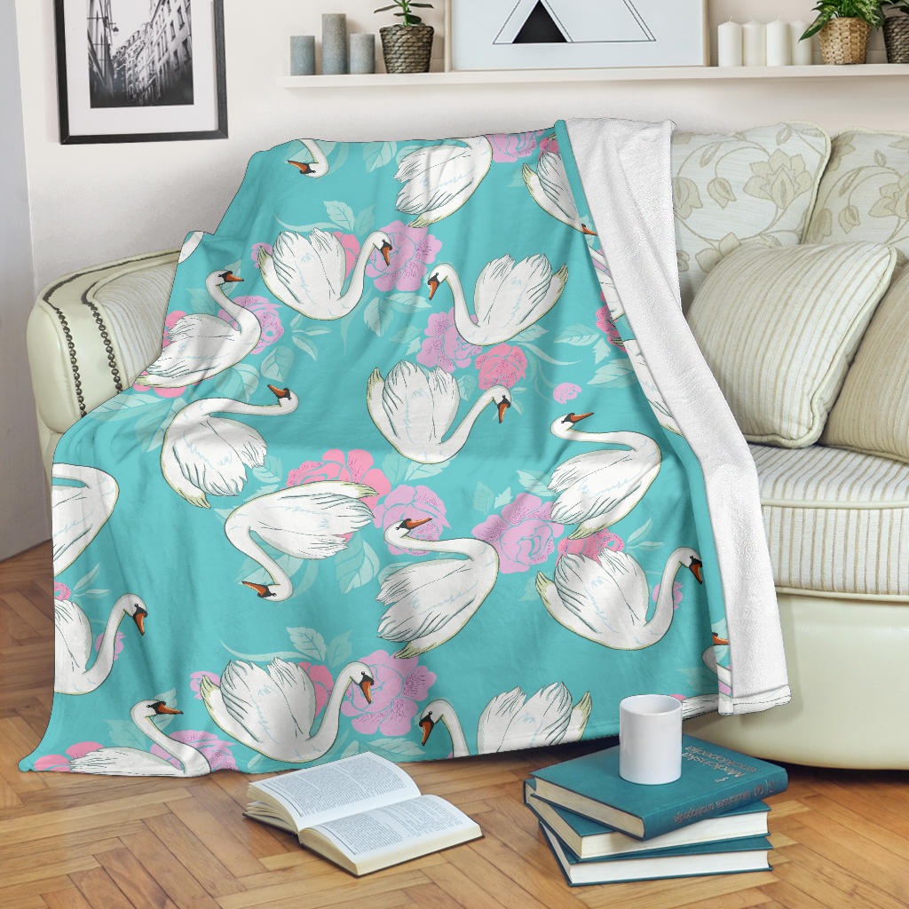 Swan Pattern Print Design 03 Premium Blanket