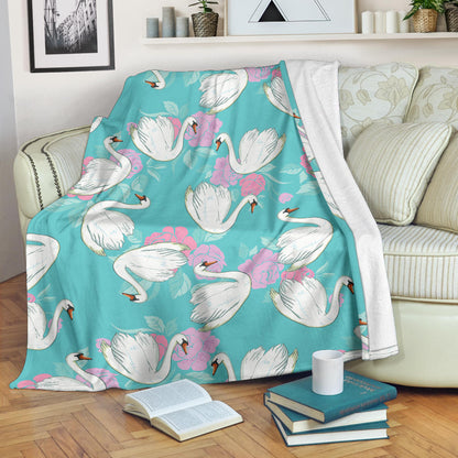 Swan Pattern Print Design 03 Premium Blanket