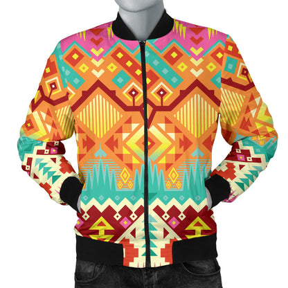 Aztec Pattern Print Design 03 Men Bomber Jacket