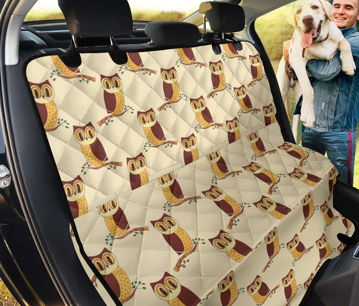 Owl Pattern Print Design A07 Rear Dog Car Seat Cover Hammock