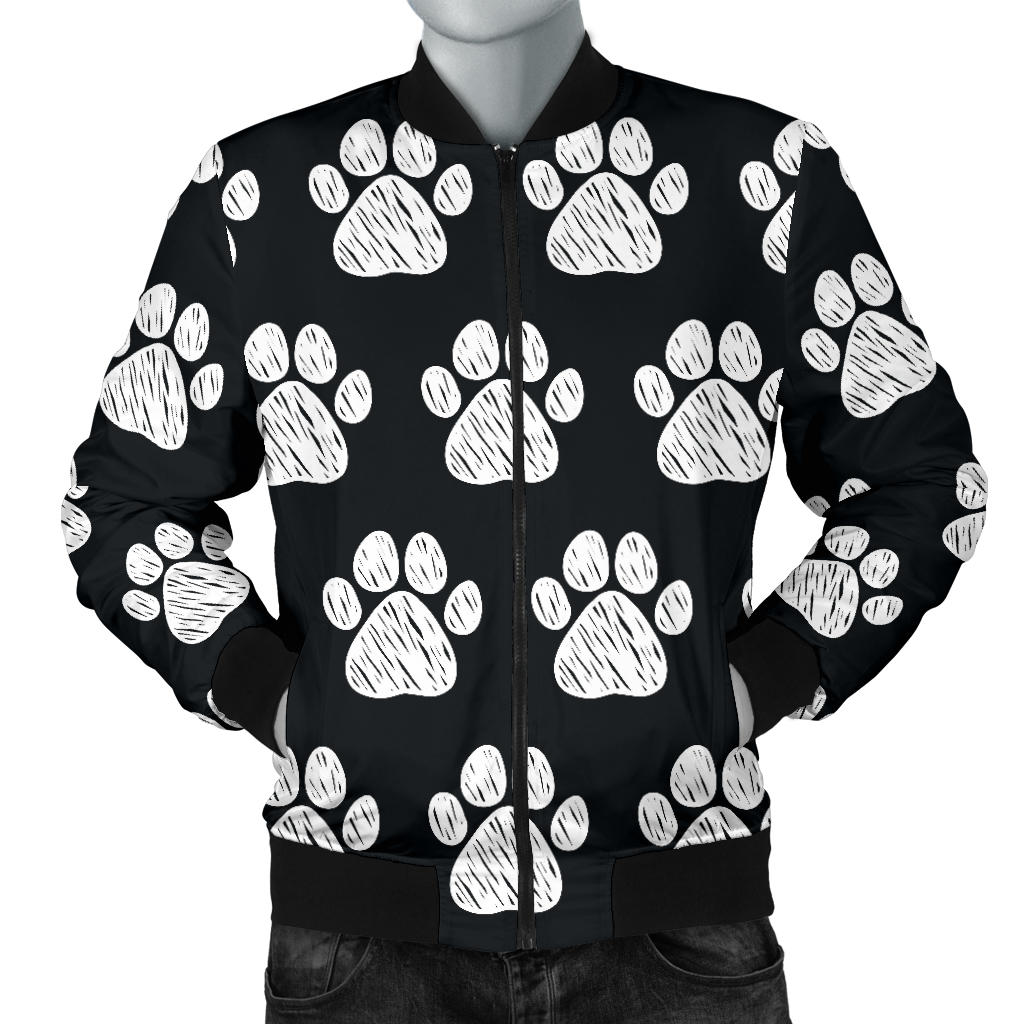 Paw Pattern Print Design A02 Men Bomber Jacket