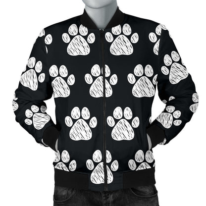 Paw Pattern Print Design A02 Men Bomber Jacket