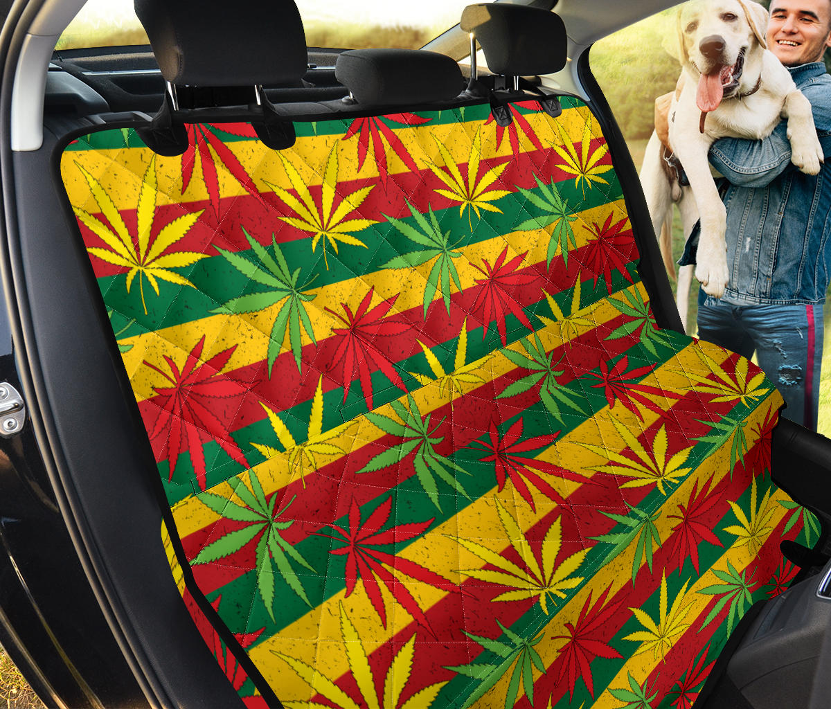 Rasta Pattern Print Design A03 Rear Dog Car Seat Cover Hammock