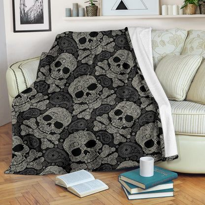 Paisley Skull Pattern Print Design A01 Premium Blanket
