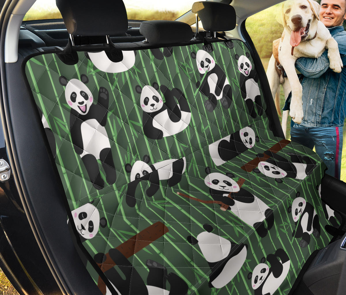 Panda Pattern Print Design A04 Rear Dog Car Seat Cover Hammock
