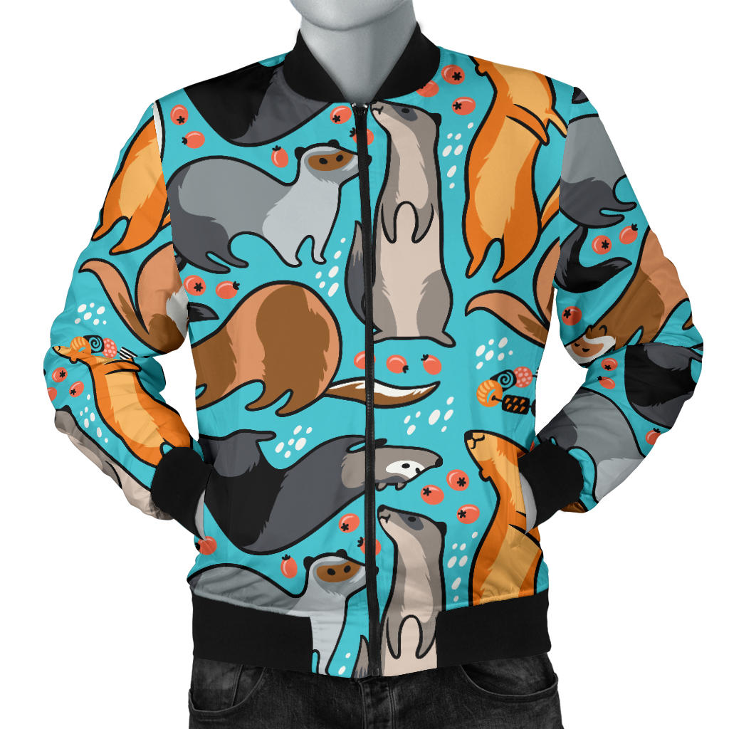 Ferret Pattern Print Design 03 Men Bomber Jacket