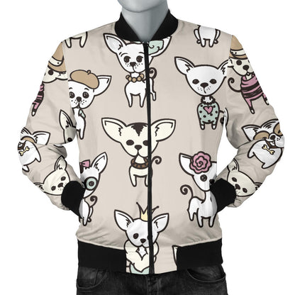Chihuahua Pattern Print Design 02 Men Bomber Jacket