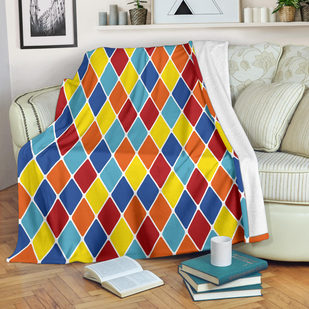 Harlequin Pattern Print Design 01 Premium Blanket