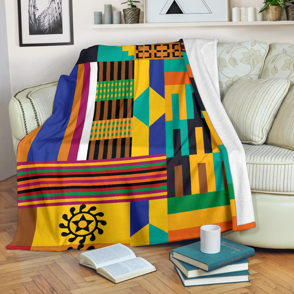 Kente Pattern Print Design 03 Premium Blanket