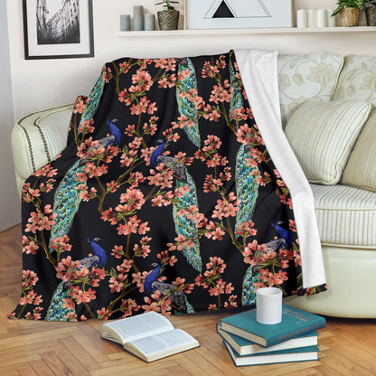 Peacock Pattern Print Design A01 Premium Blanket