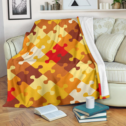 Puzzle Pattern Print Design A01 Premium Blanket
