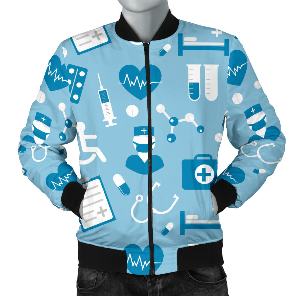 Medical Pattern Print Design 05 Men Bomber Jacket