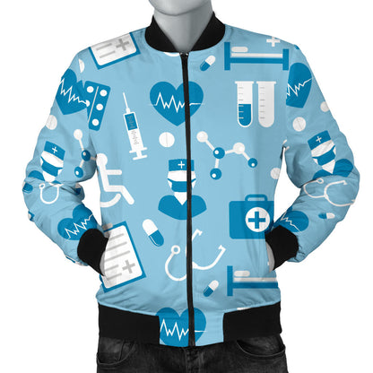 Medical Pattern Print Design 05 Men Bomber Jacket