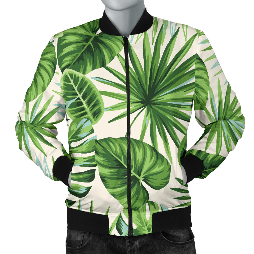 Palm Leaf Pattern Print Design A01 Men Bomber Jacket