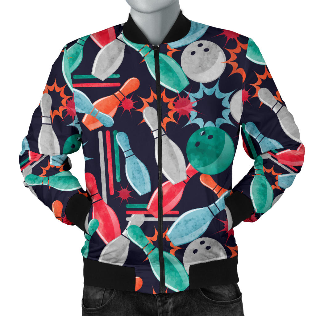 Bowling Pattern Print Design 08 Men Bomber Jacket