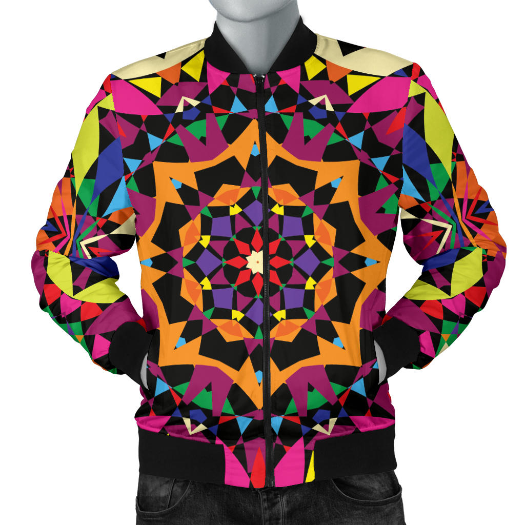 Kaleidoscope Pattern Print Design 02 Men Bomber Jacket