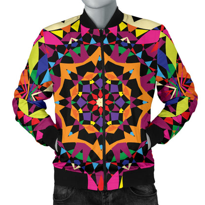 Kaleidoscope Pattern Print Design 02 Men Bomber Jacket