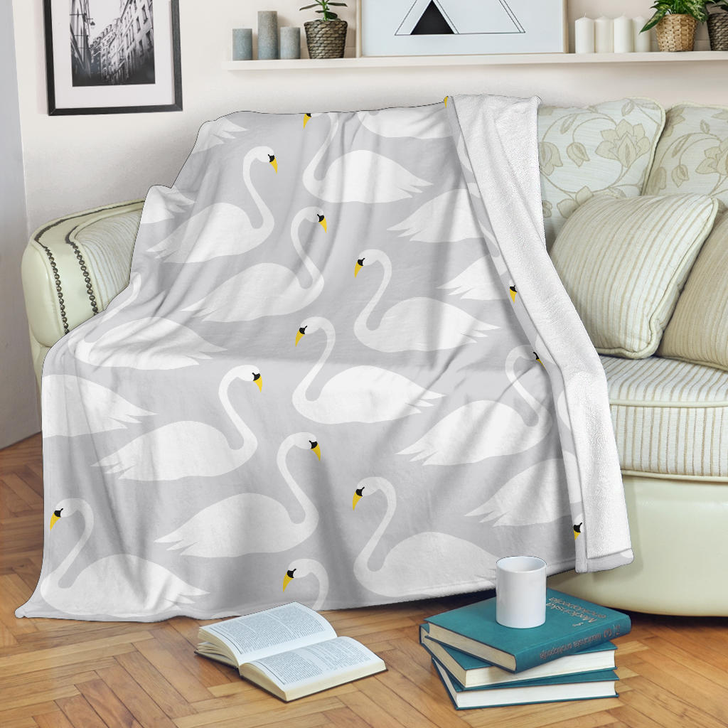 Swan Pattern Print Design 02 Premium Blanket