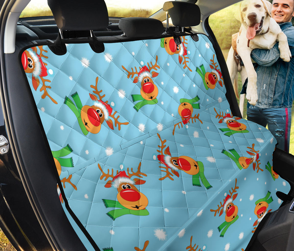 Reindeer cute Pattern Print Design 02 Rear Dog Car Seat Cover Hammock