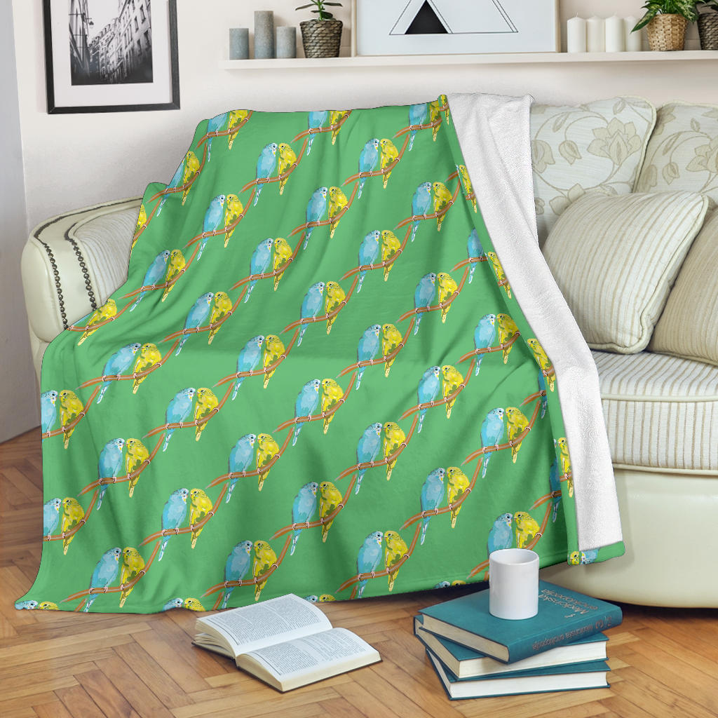 Budgerigar Pattern Print Design 01 Premium Blanket