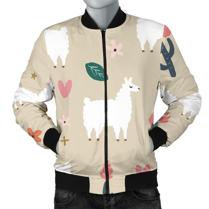 Llama Cactus Pattern Print Design 09 Men Bomber Jacket