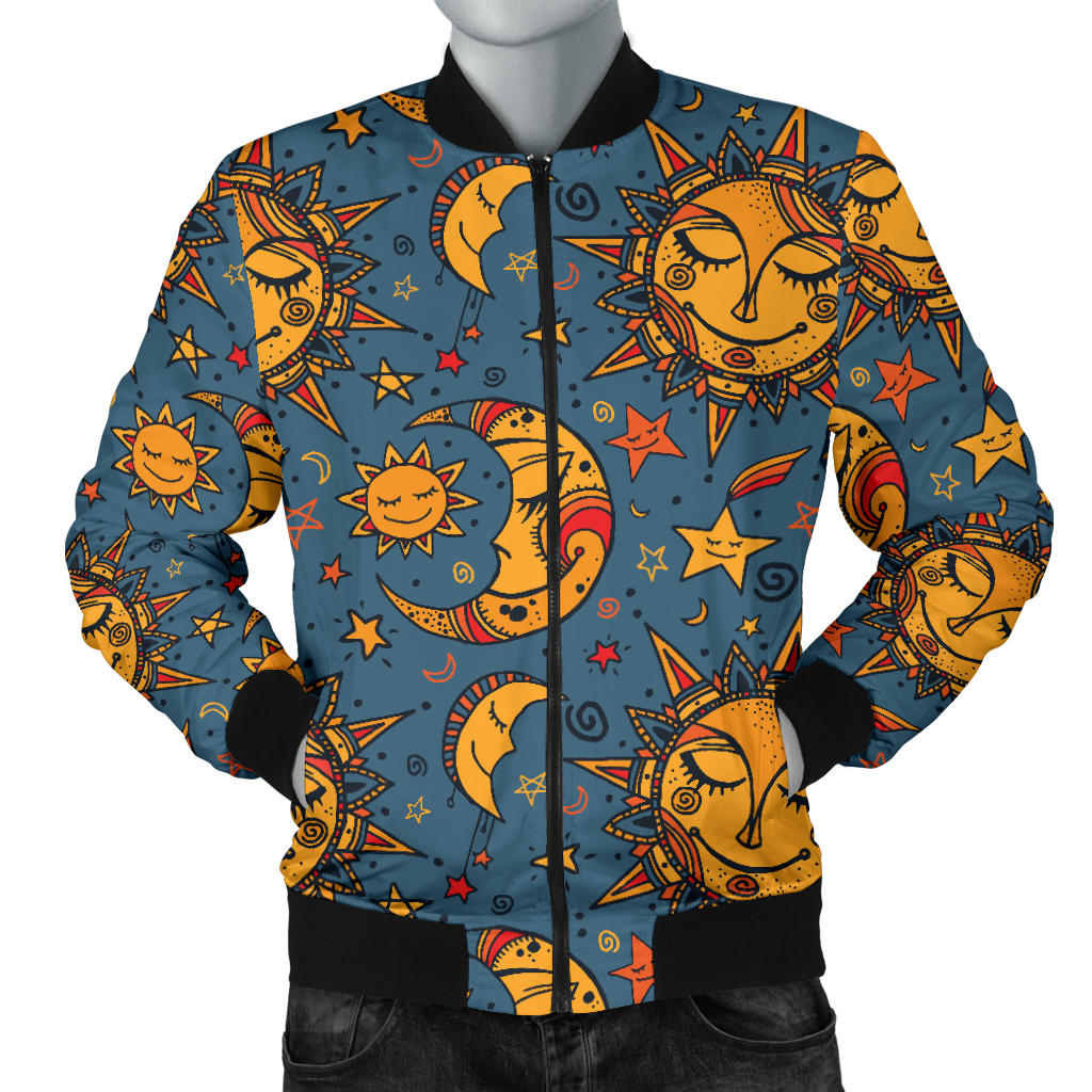 Celestial Moon Sun Pattern Print Design 02 Men Bomber Jacket