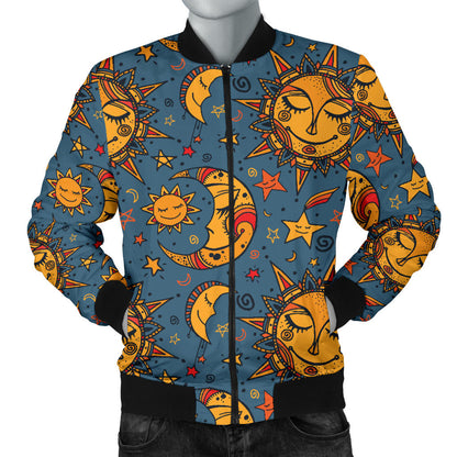 Celestial Moon Sun Pattern Print Design 02 Men Bomber Jacket