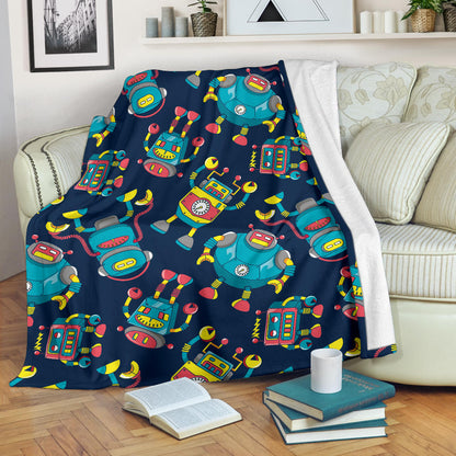 Robot Pattern Print Design A05 Premium Blanket