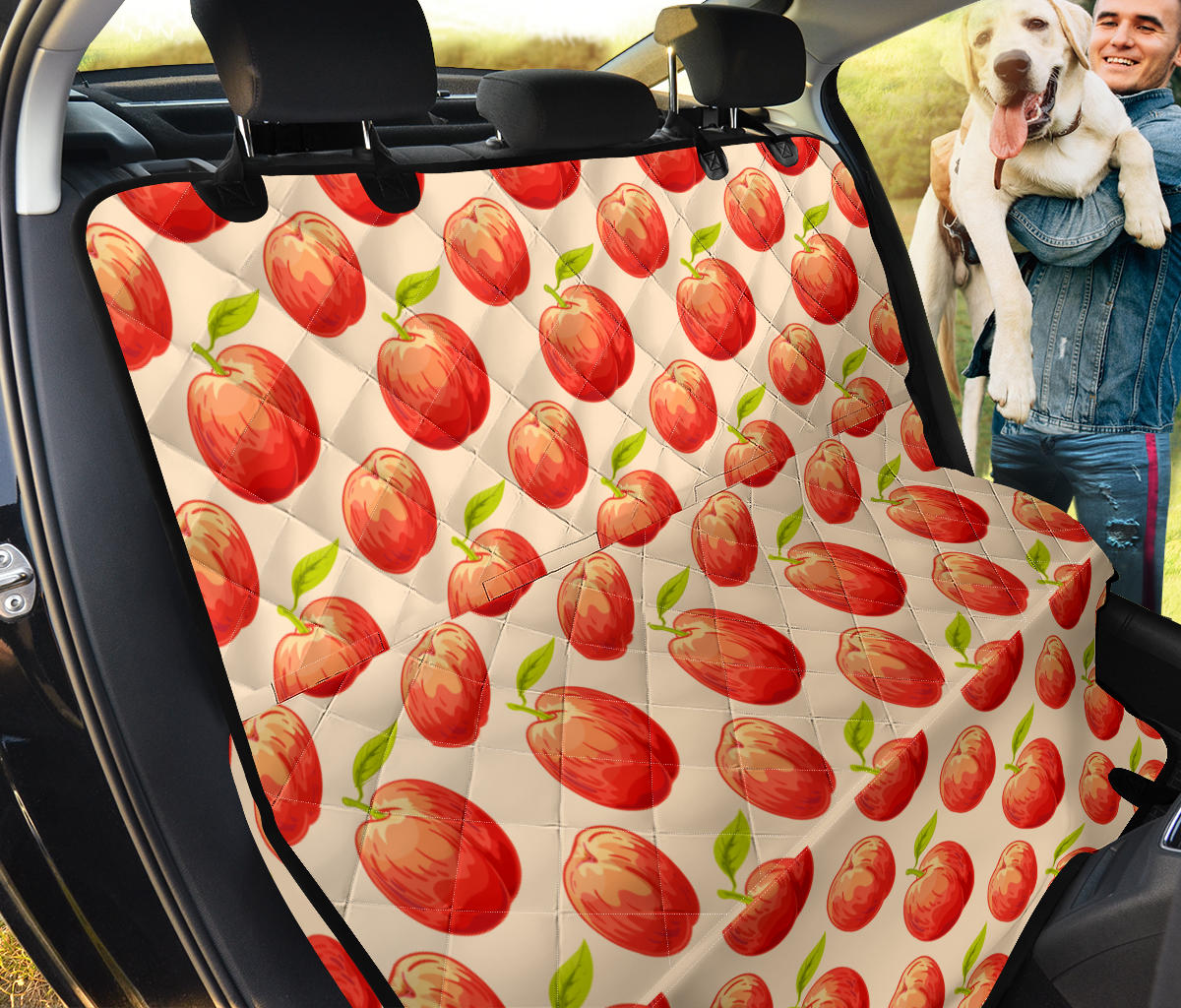 Peach Pattern Print Design A03 Rear Dog Car Seat Cover Hammock