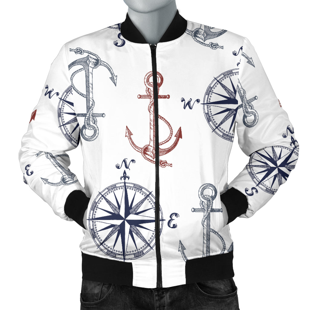 Anchor Pattern Print Design 06 Men Bomber Jacket