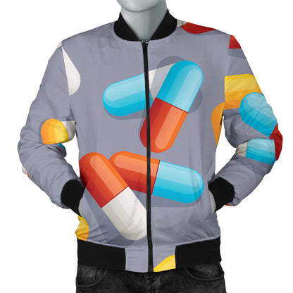 Pill Pattern Print Design A01 Men Bomber Jacket