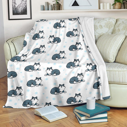 Alaskan Malamute Pattern Print Design 03 Premium Blanket