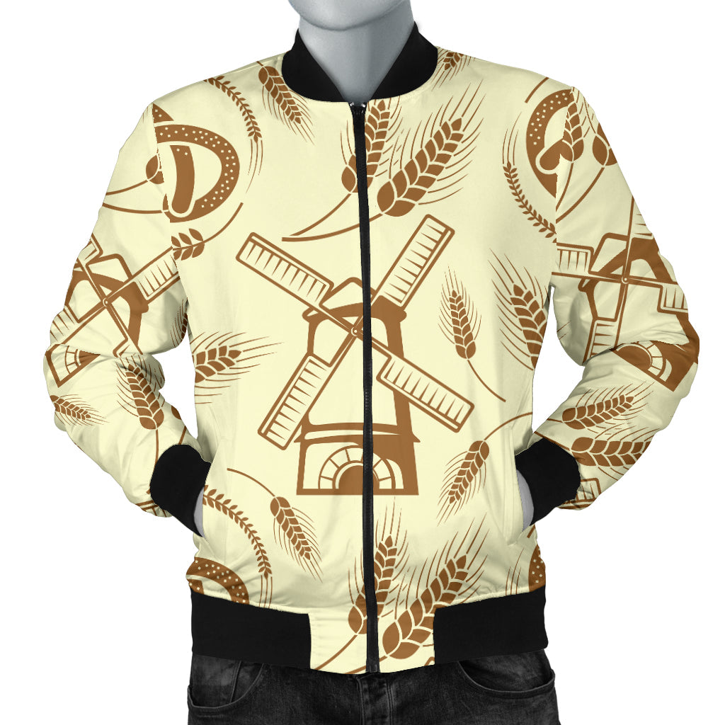 Agricultural Windmills Print Design 03 Men Bomber Jacket