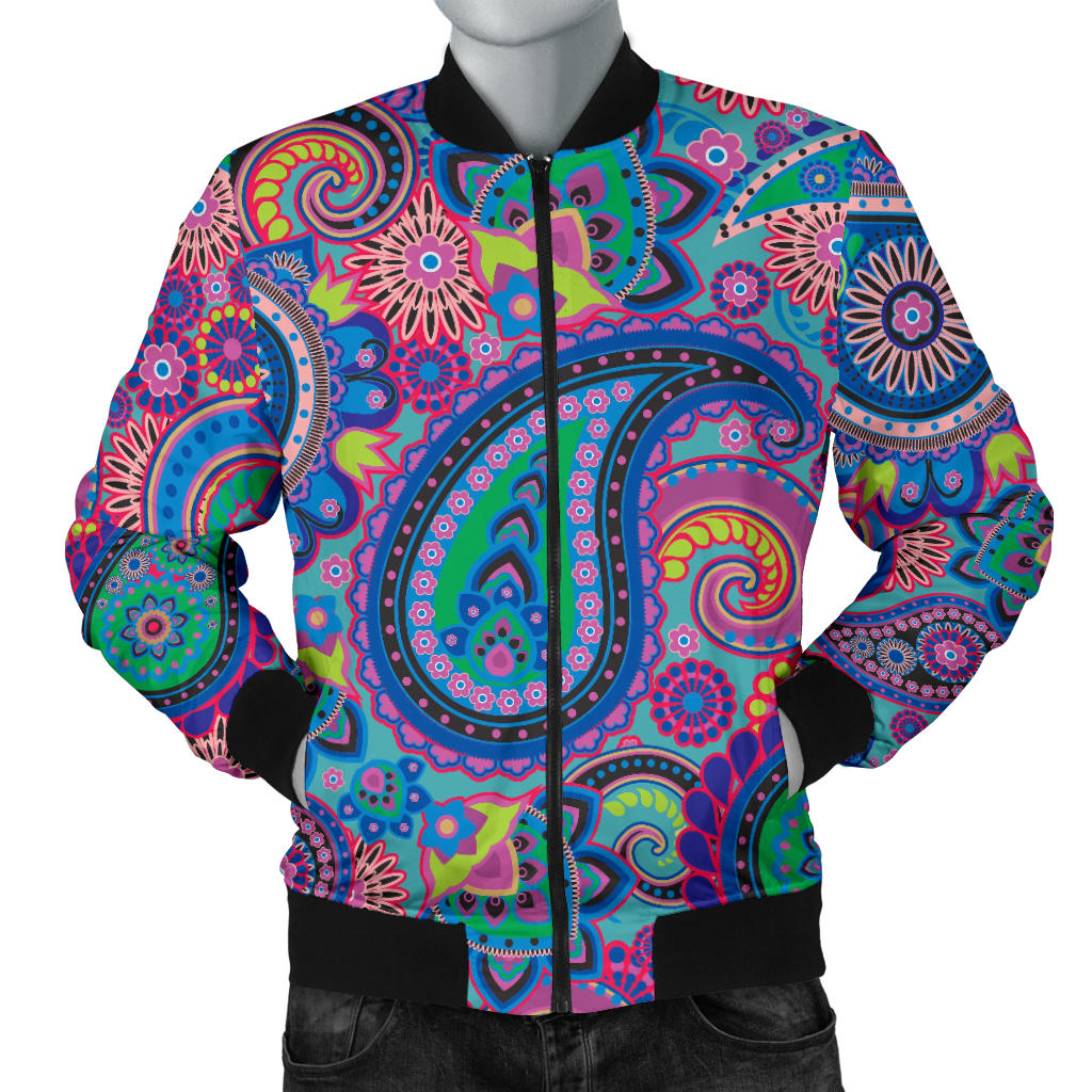 Paisley Colorful Pattern Print Design A02 Men Bomber Jacket