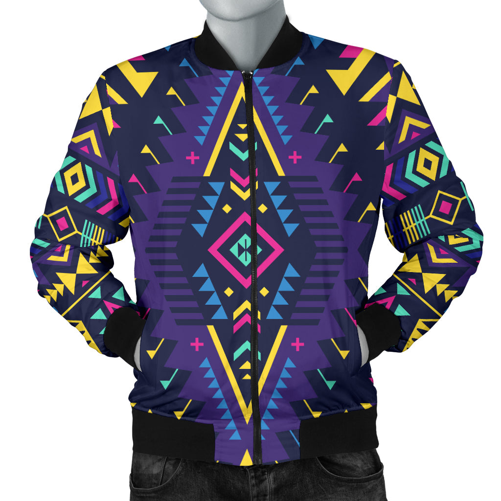 Aztec Pattern Print Design 07 Men Bomber Jacket