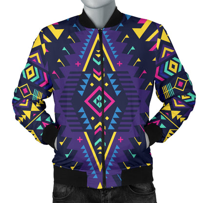 Aztec Pattern Print Design 07 Men Bomber Jacket