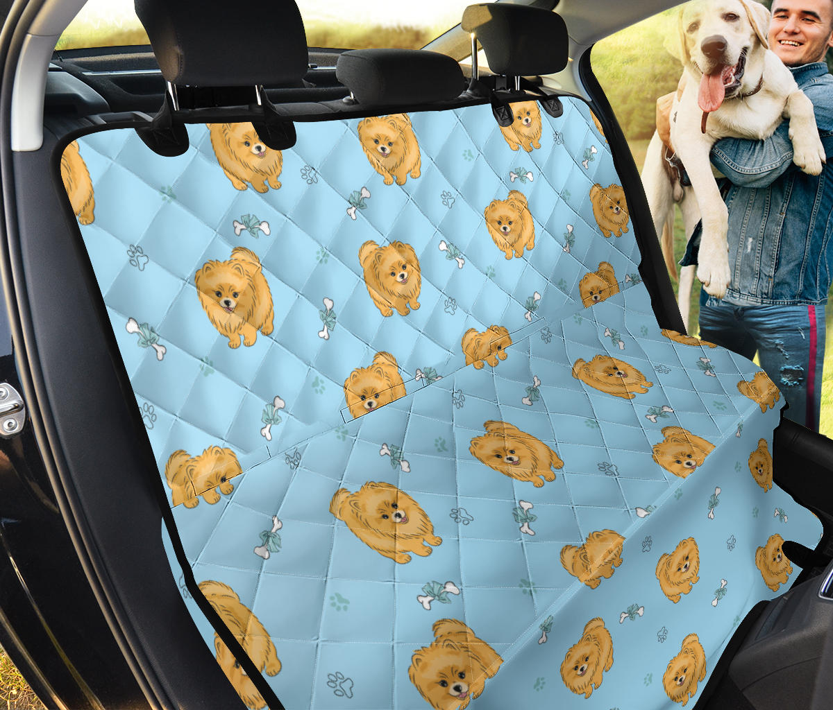 Pomeranians Pattern Print Design A03 Rear Dog Car Seat Cover Hammock