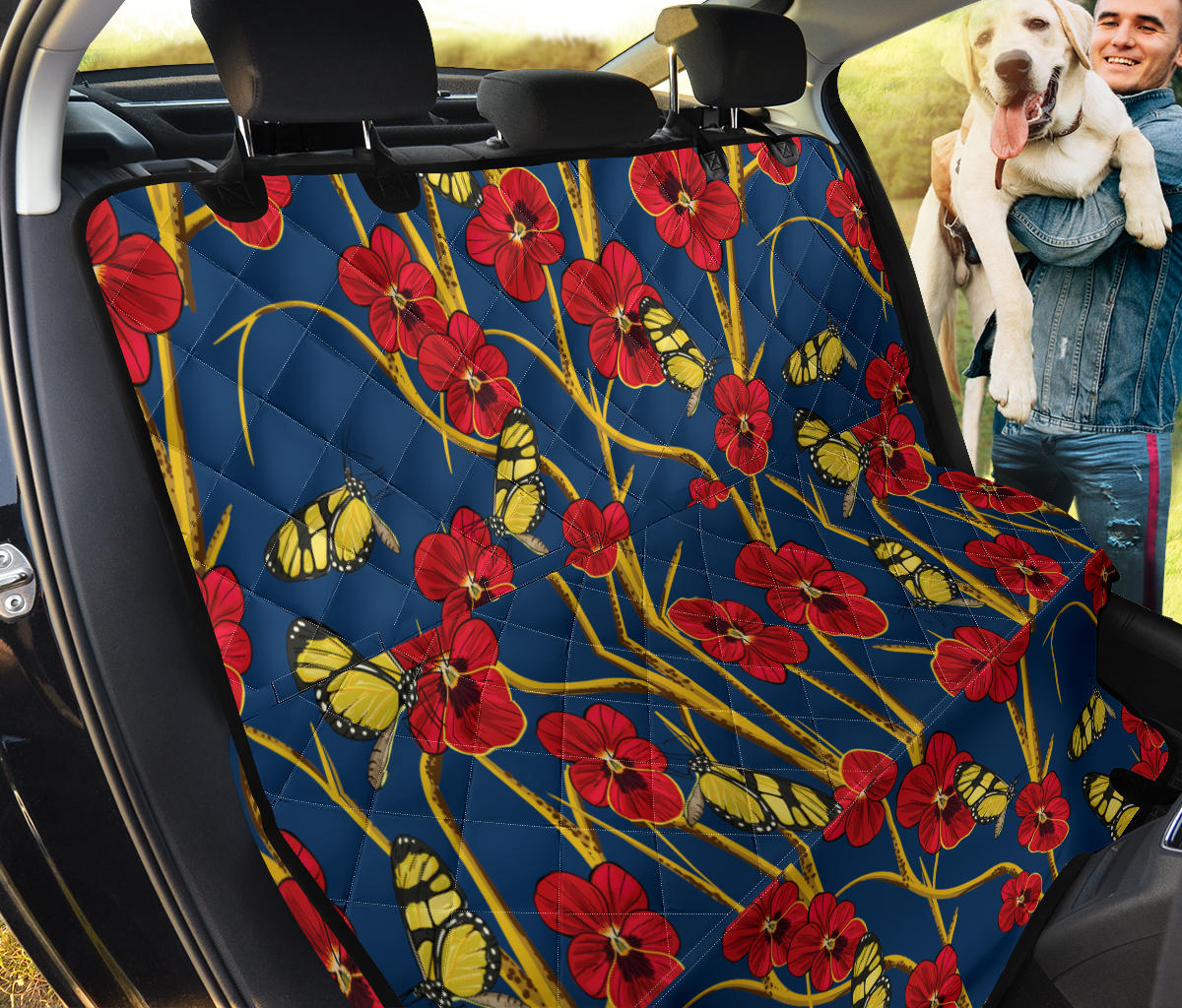 Pansy Pattern Print Design A01 Rear Dog Car Seat Cover Hammock