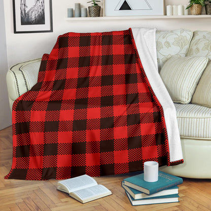 Buffalo check Red Pattern Print Design 05 Premium Blanket