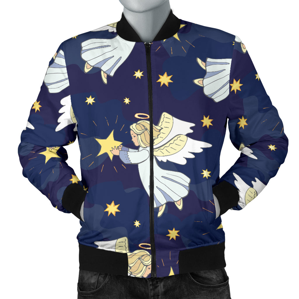 Angel Pattern Print Design 06 Men Bomber Jacket