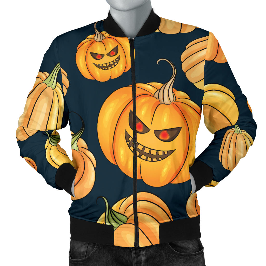 Pumpkin Halloween Pattern Print Design A04 Men Bomber Jacket