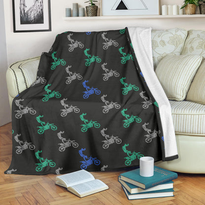 Motocross Pattern Print Design 02 Premium Blanket