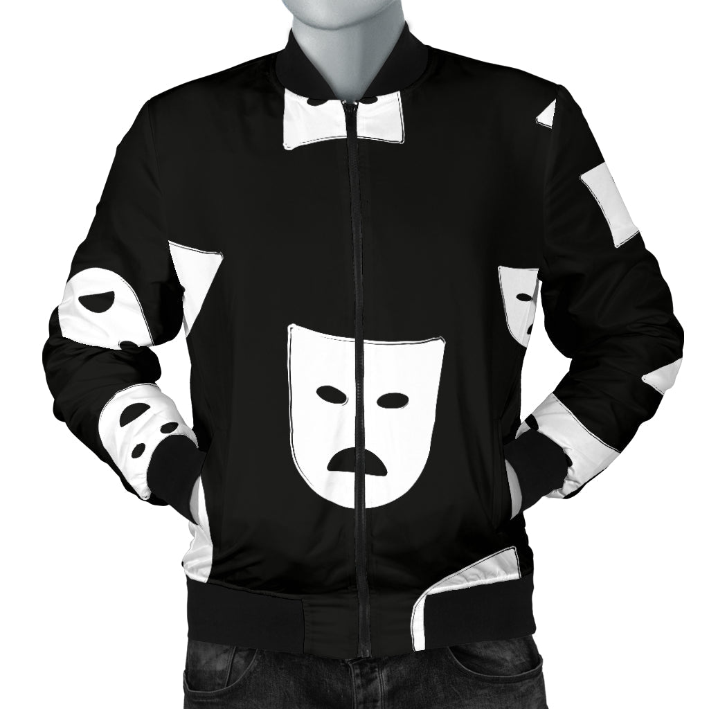 Acting Mask Pattern Print Design 03 Men Bomber Jacket