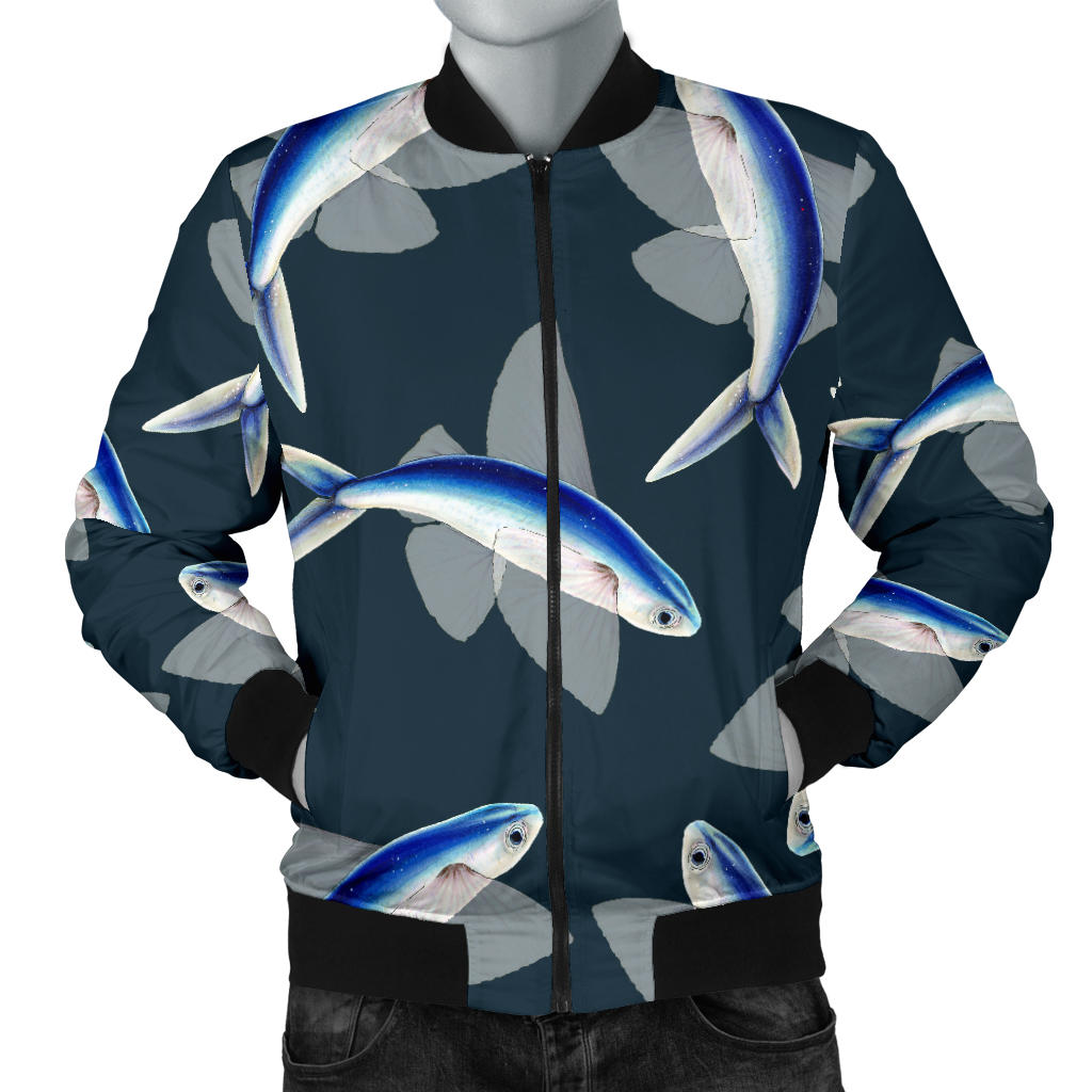 Flying Fish Pattern Print Design 04 Men Bomber Jacket