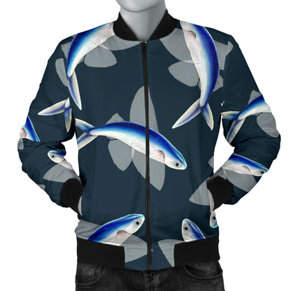 Flying Fish Pattern Print Design 04 Men Bomber Jacket