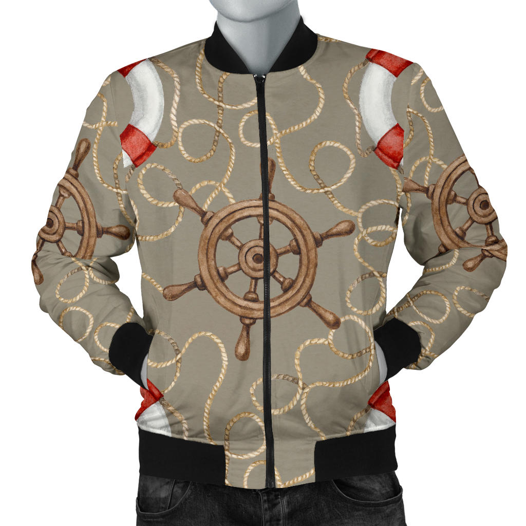Nautical Pattern Print Design A02 Men Bomber Jacket