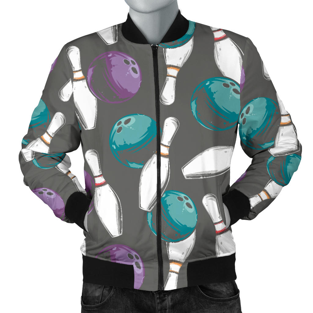 Bowling Pattern Print Design 03 Men Bomber Jacket