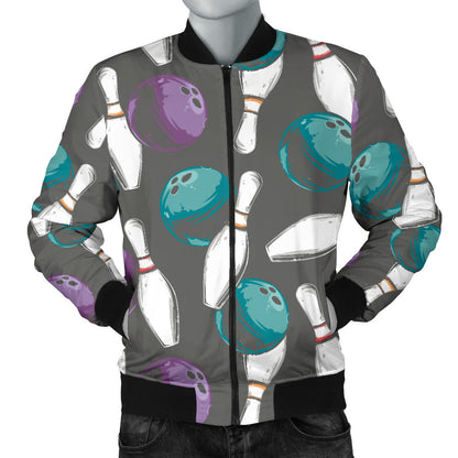 Bowling Pattern Print Design 03 Men Bomber Jacket