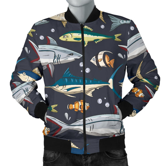 Swordfish Pattern Print Design 04 Men Bomber Jacket