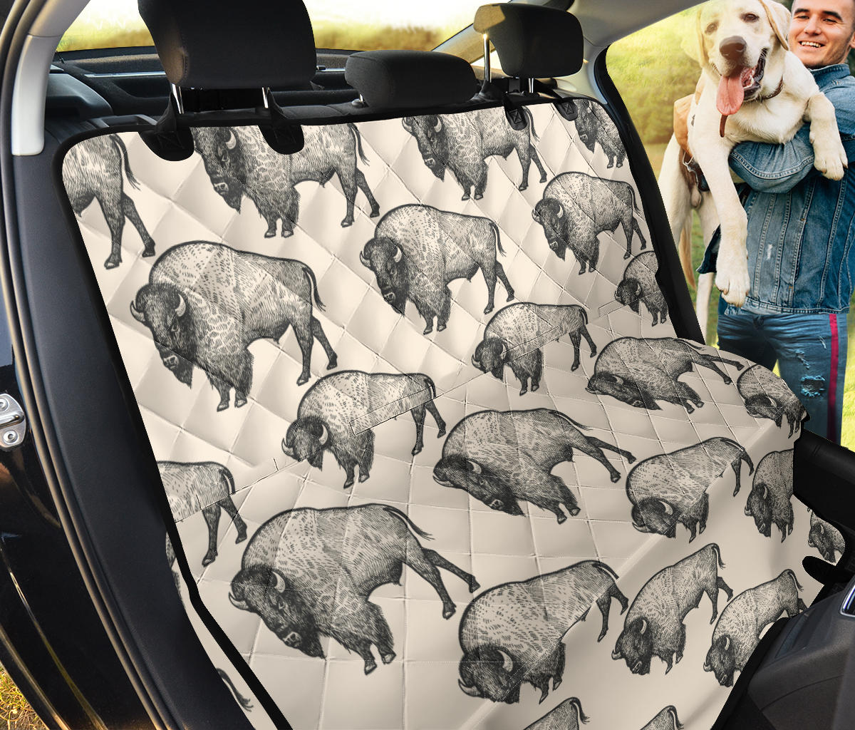 Bison Pattern Print Design 02 Rear Dog Car Seat Cover Hammock